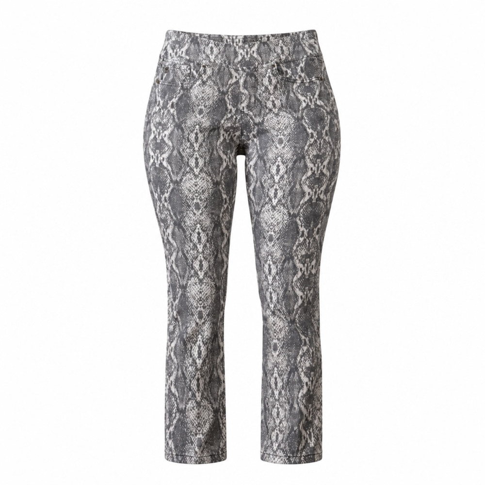 Belle by Kim Gravel Snake Print Pull-On Ankle Pants